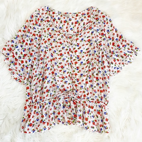 Floral Caffe Marrakesh Peasant Style Top - Picture 1 of 4